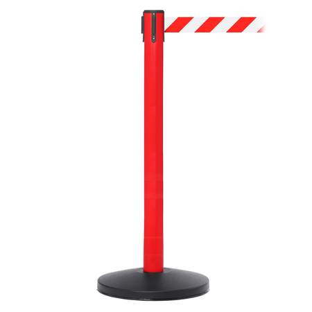 QUEUE SOLUTIONS SafetyMaster 450, Red, 13' Red/White NO ENTRY Belt SM450R-RWN130